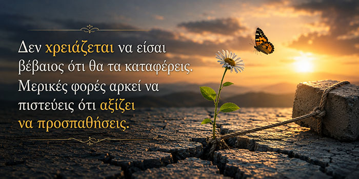Δε χρειάζεται να πιστεύεις ότι μπορείς να κάνεις τα πάντα